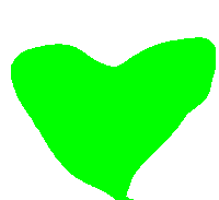 a green heart on a white background with a pink border