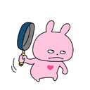 a pink bunny rabbit is holding a frying pan in his hand .