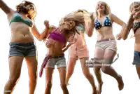 a group of young girls are jumping in the air