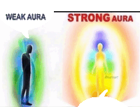 a weak aura and a strong aura are shown on a poster