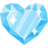 a blue heart shaped diamond with sparkles around it