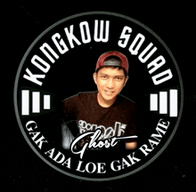 a logo for kongkow squad with a picture of a man in a red hat