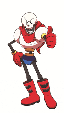 papyrus is giving a thumbs up and wearing red boots