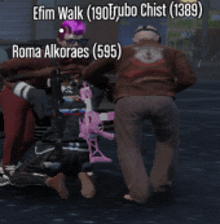 a group of people are playing a video game with the name efem walk on the top left