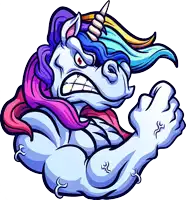 a cartoon illustration of an angry unicorn