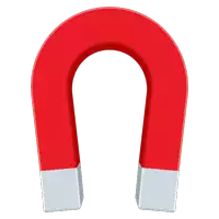 a red horseshoe magnet with a silver base