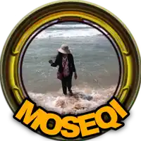 a picture of a woman standing in the water with the word moseq