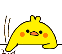 a cartoon of a yellow chicken with orange cheeks and a heart on its head