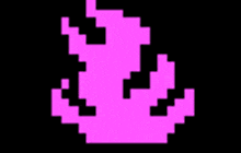 a pixel art drawing of a pink flame on a black background