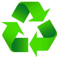 a green recycling symbol with three arrows pointing in opposite directions on a white background