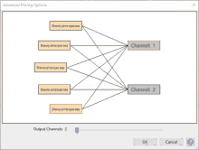 a screenshot of advanced mixing options showing channels 1 and 2 connected to each other