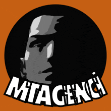 a logo for mita genci with a man 's face