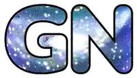 the letter gn is surrounded by a blue galaxy