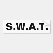 a sticker that says s.w.a.t. in black on a white background