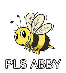 a cartoon bee with the name pls abby on the bottom