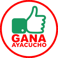 a green thumbs up sign with the words gana ayacucho below it