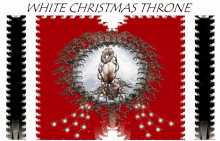 a poster for white christmas throne with a spider in a circle