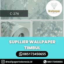 a roll of wallpaper that says supplier wallpaper timbul on the bottom