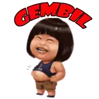 a cartoon of a girl with a big belly and the word gembl on top