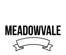 the word meadowvale is on a white background with a ribbon .