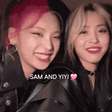 a couple of girls with the words sam and yiyi on the bottom