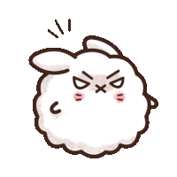 a cartoon drawing of a white sheep with an angry face