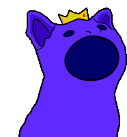 a purple cat with a crown on it 's head