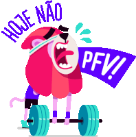 a cartoon of a lion lifting a barbell with the words hoje nao pfv behind it