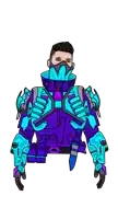 a drawing of a man wearing a purple and blue armor