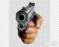 a close up of a hand holding a gun on a white background