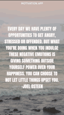 a quote from joel osteen is displayed on a beach background