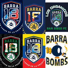 a collage of logos for barra bombs and los organicos