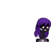 a cartoon girl with purple hair is crying and covering her face .