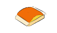 a cartoon drawing of a piece of orange cake