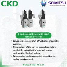 an advertisement for ckd valves with spool position detection