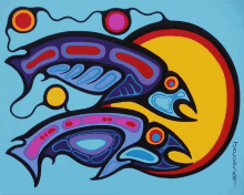 a colorful painting by a native american artist named patrick