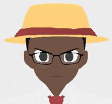 a cartoon character wearing a hat and glasses