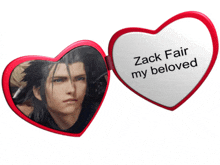 a red heart with a picture of a man and the words zack fair my beloved on it