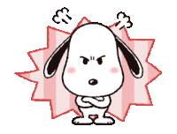 a cartoon drawing of snoopy with his arms crossed and his mouth open