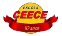 a logo for escola ceece with a red ribbon around it