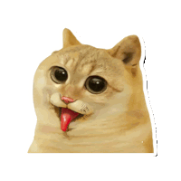 a sticker of a cat sticking out its tongue