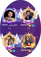 a purple circle with four pictures of people and the name capitano on it