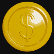 a gold coin with a dollar sign on it