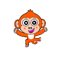 a cartoon monkey is jumping in the air with its arms outstretched .