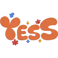 a logo that says yess with flowers and stars