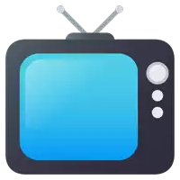 an icon of a television with a blue screen and antennas