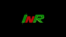 the word inr is written in green and red on a black background