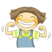 a cartoon drawing of a girl flexing her muscles and smiling