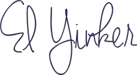 a handwritten signature for ed yinzer is shown on a white background