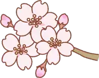 a drawing of a bunch of pink flowers on a branch